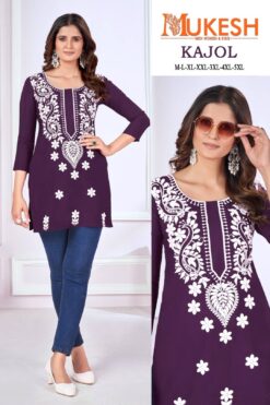 Mukesh Kajol Malai Rayon Short Kurti Collection