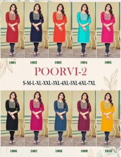 Poorvi 2 Regular Wear Rayon Kurti Collection