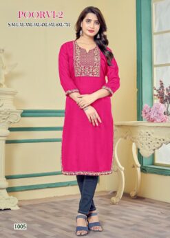 Poorvi 2 Regular Wear Rayon Kurti Collection