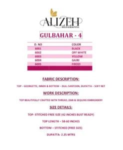 Alizeh Gulbahar Vol 4 Readymade Indo Western