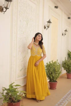 Sumshy 1100 Faux Blooming Gown with Dupatta Collection