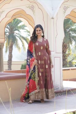 Sumshy 1094 Faux Georgette Gown with Dupatta Collection
