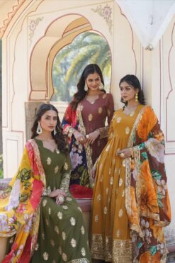 Sumshy 1094 Faux Georgette Gown with Dupatta Collection