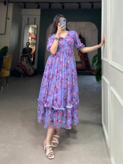 Sumshy 5005 Georgette Floral Print Frock Kurtis