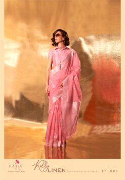 Rajtex Kelly Linen Linen Cotton Handwoven Saree