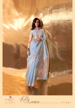 Rajtex Kelly Linen Linen Cotton Handwoven Saree