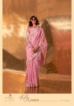 Rajtex Kelly Linen Linen Cotton Handwoven Saree