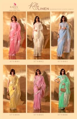 Rajtex Kelly Linen Linen Cotton Handwoven Saree