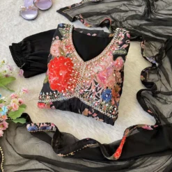 Alia Cut 385 Readymade Chinon Black Hand Work New Collection