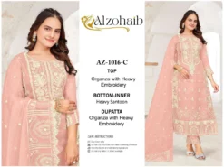 Alzohaib Az 1016 A To D Organza Pakistani Salwar Suits Wholesale