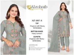 Alzohaib Az 1017 A To D Organza Pakistani Salwar Suits Wholesale