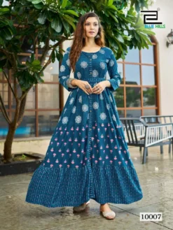 Blue Hills Bournvilla Vol 10 Rayon Fancy Long Kurti Big Size New Collection