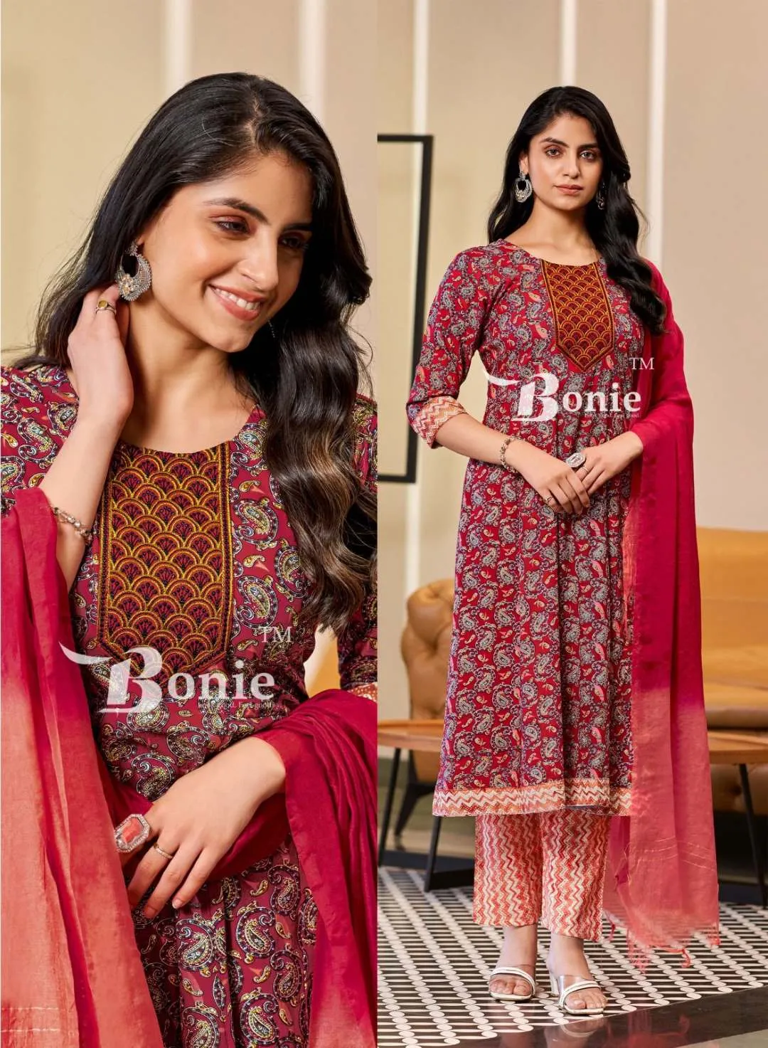 Bonie Tanvi Rayon Printed Kurti Bottom With Dupatta - Image 8
