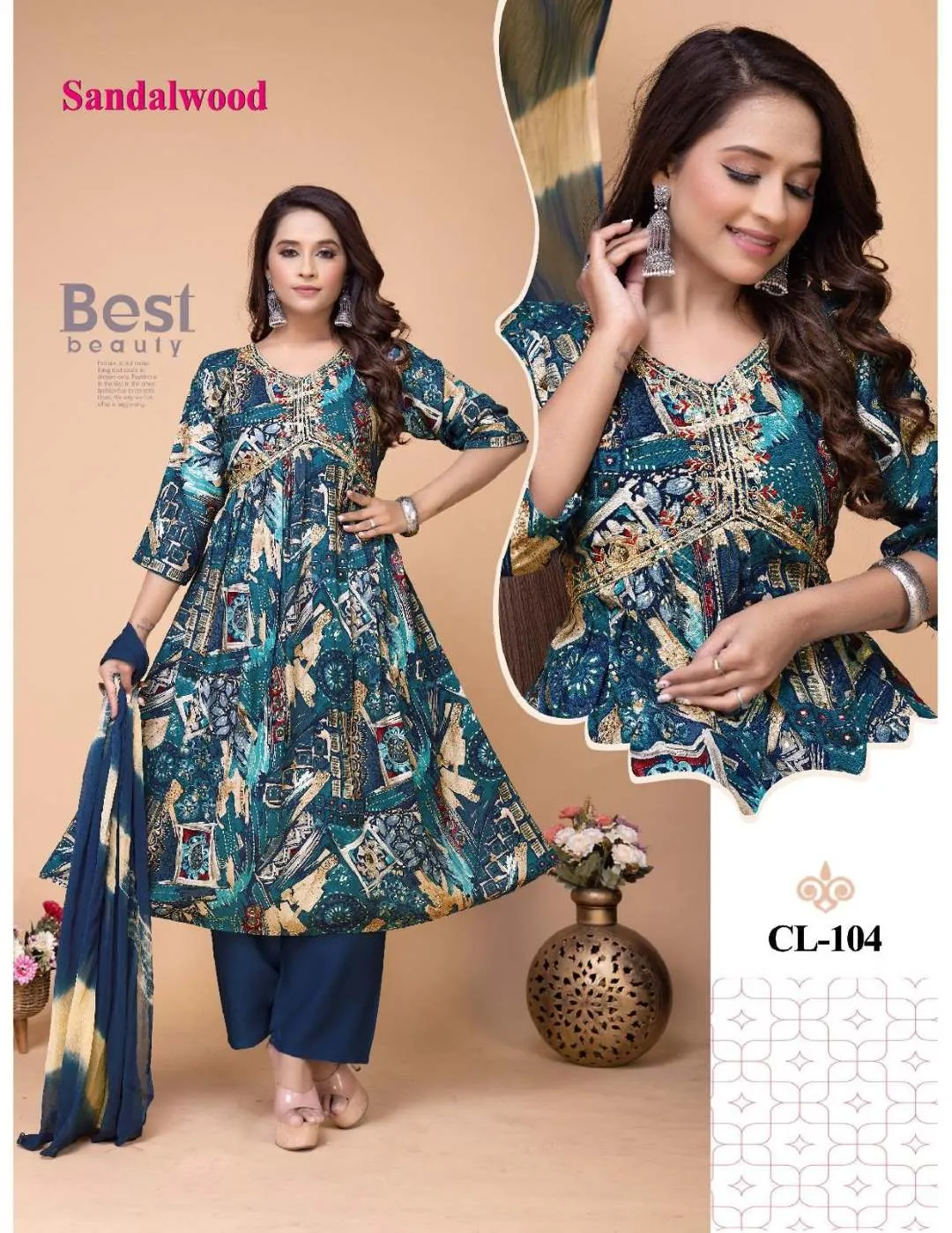 Fashion Talk Sandalwood Rayon Kurti Bottom With Dupatta - Image 7