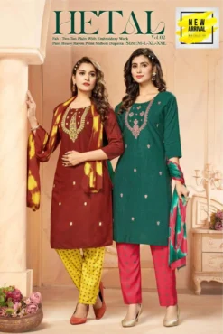 FT Hetal  Kurti Pant With Dupatta Design