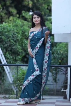 Kiara Monali Organza Silk Saree With Embroidery Work New Design