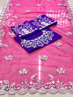 Kiara Organza Silk Saree With Embroidery Work New Design