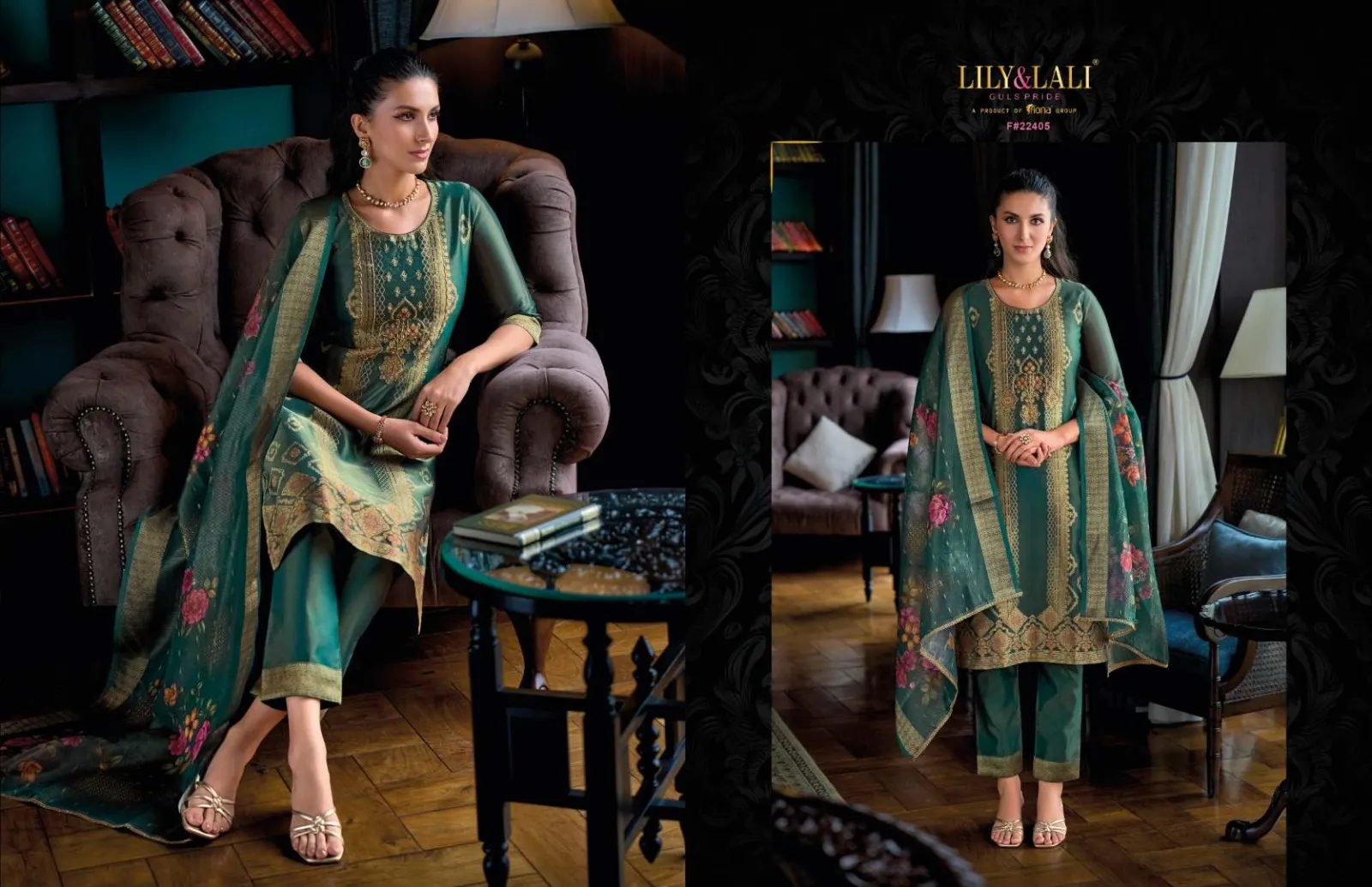 Lily And Lali Faridan Top Bottom With Dupatta Collection - Image 4