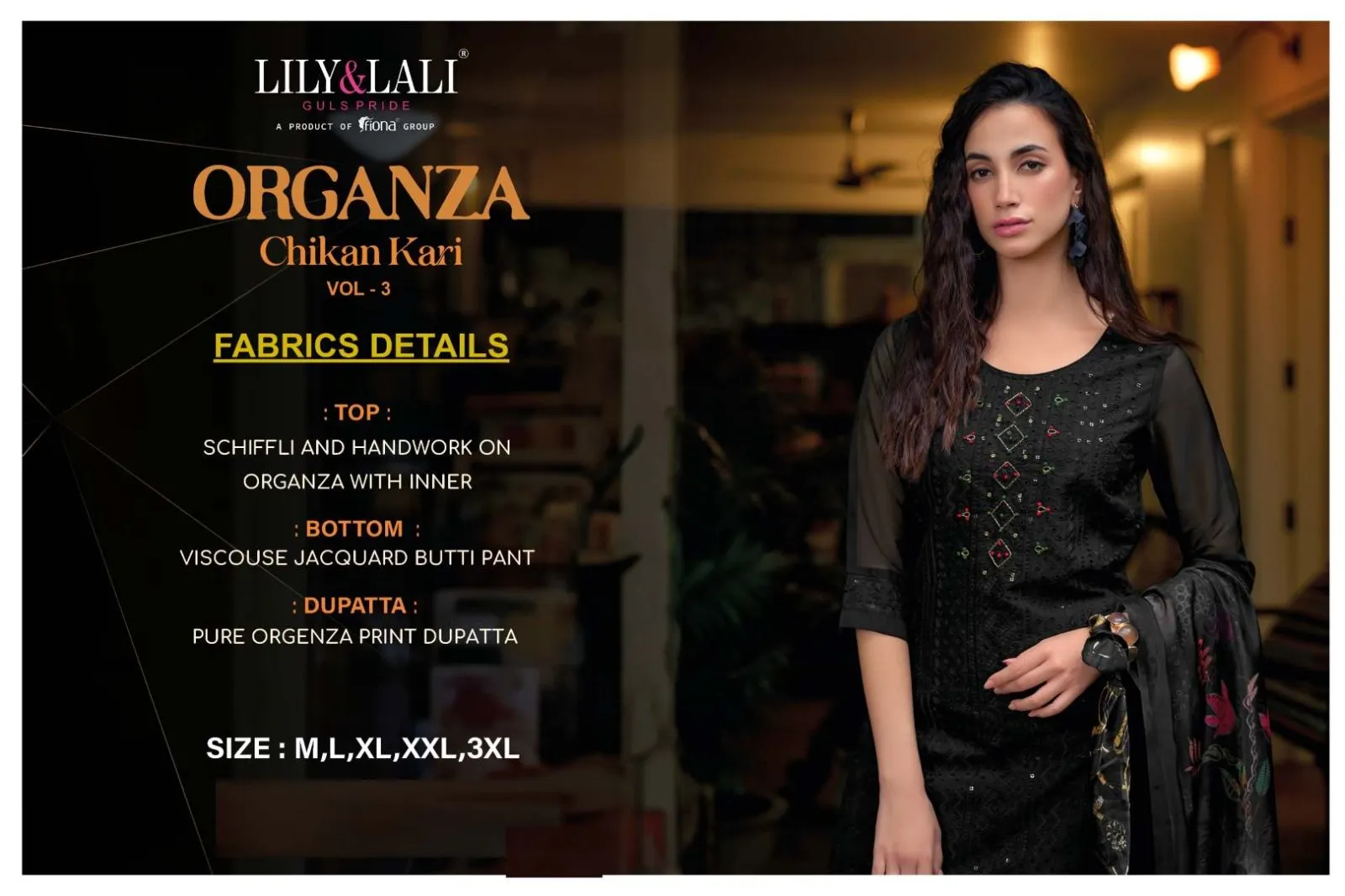 Lily And Lali Organza Chikan Kari Vol 3 Kurti Bottom With Dupatta - Image 3