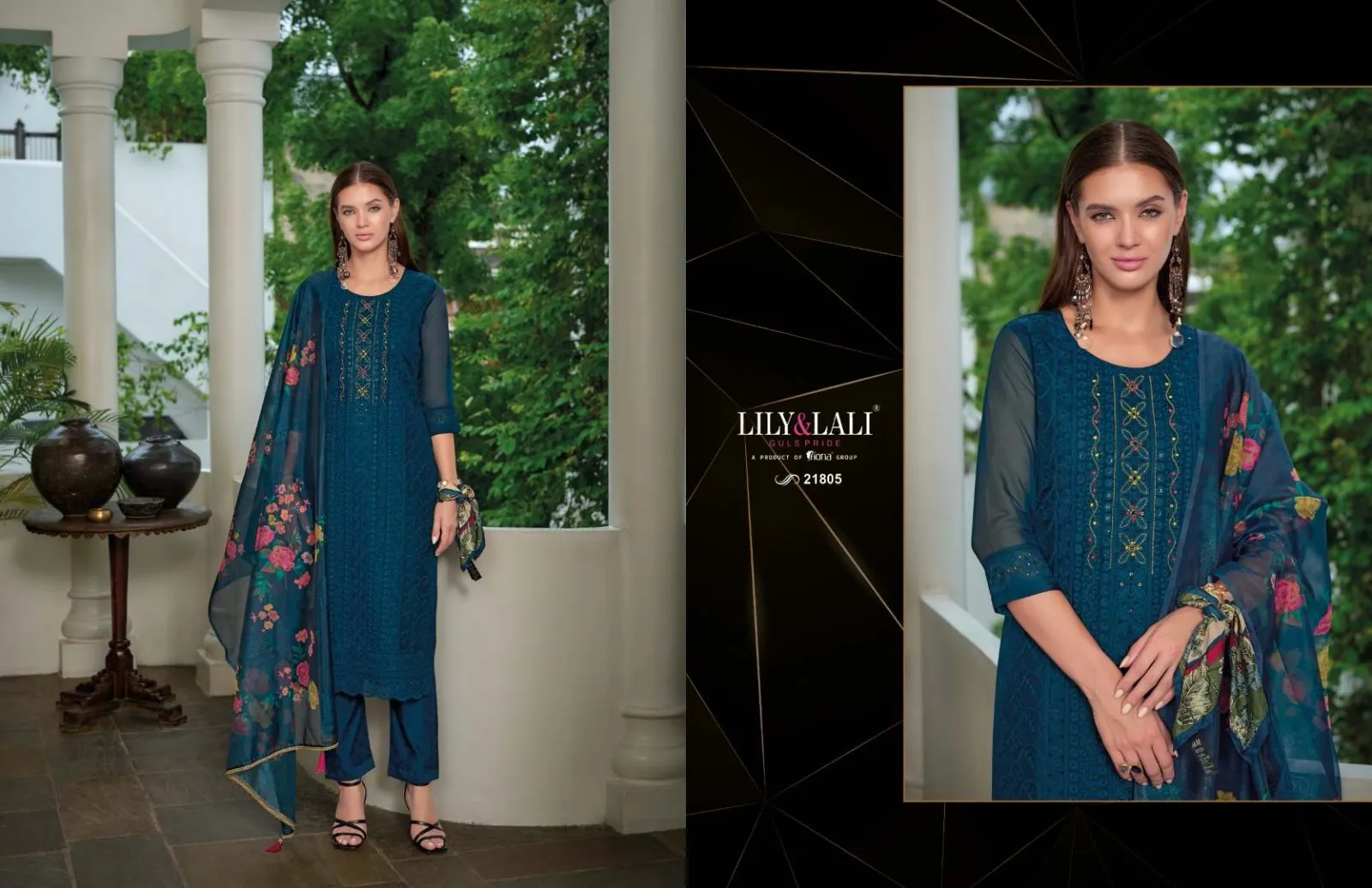 Lily And Lali Organza Chikan Kari Vol 3 Kurti Bottom With Dupatta - Image 6