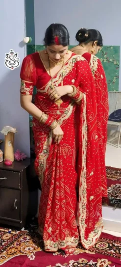 Ms Georgette CC 60 Bandej Chunari Saree Design 2024