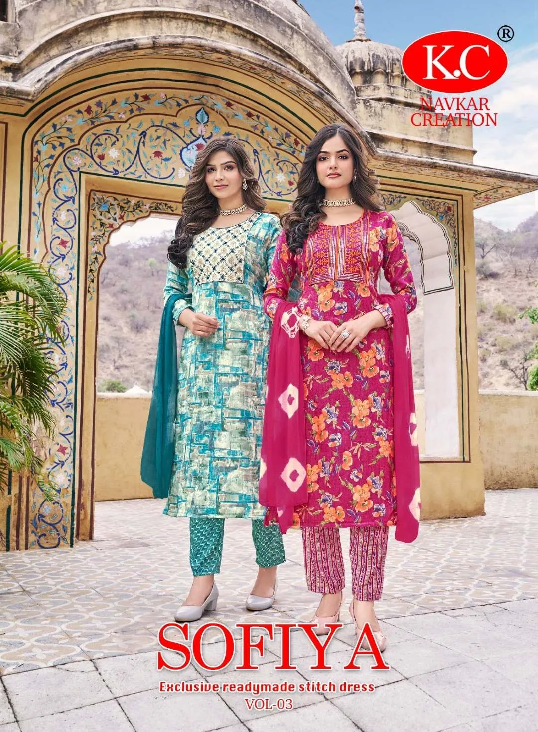 Navkar KC Sofiya Vol 03 Kurti Pant With Dupatta Design