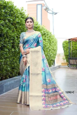 Sanjana Lichi Digital Soft Lichi Saree With Digital Print