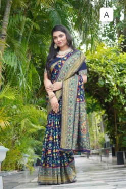 Sanjana Pashmina 9672 Soft Pashmina Saree Under 1000