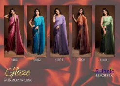 Sethnic Glaze Two Tone Chinnon Swarovski Saree Wholesale