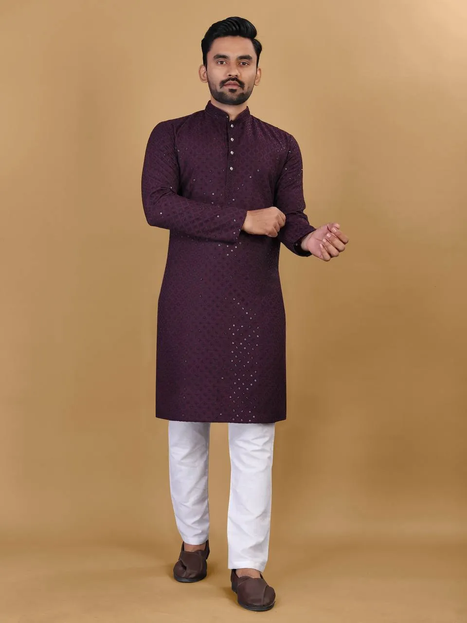 SPK Vol 08 Manyawar Kurta Pajama With Sequence Design - Image 5