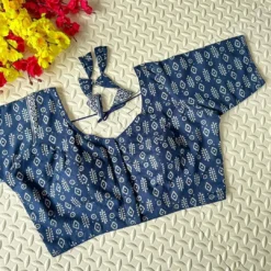 SS1089 Cotton Ajrakh Print Blouse Back Design Wholesale