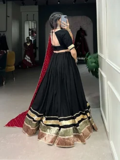 WMN 1719 Black Pure Rayon Navratri Lehenga Online
