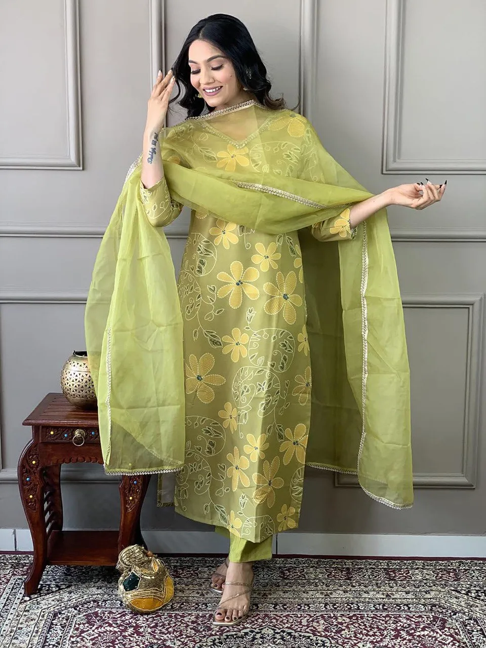 Yasu Vol 29 Muslin Silk Kurti Pant With Dupatta Design - Image 3