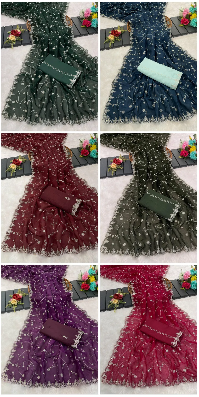 6330 Modal Jimmy Choo Embroidered Saree Collection Sarees