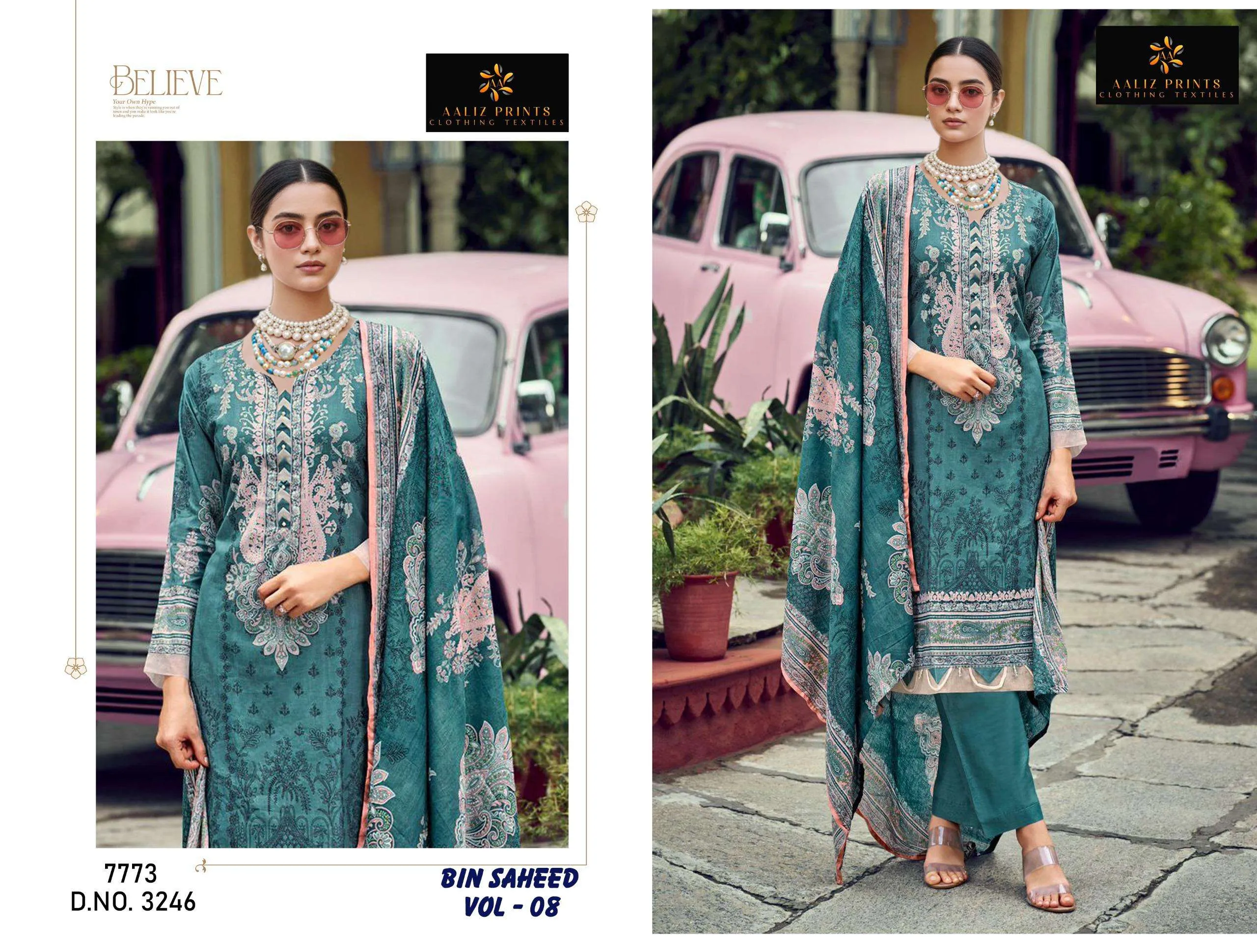 Aaliz Print Bin Saheed Vol 8 Unstitched Suits