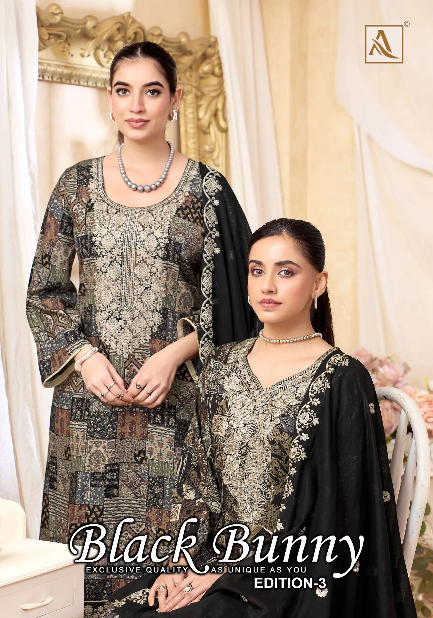 Alok Suits Black Bunny Vol 3 Semi Stitched Suits