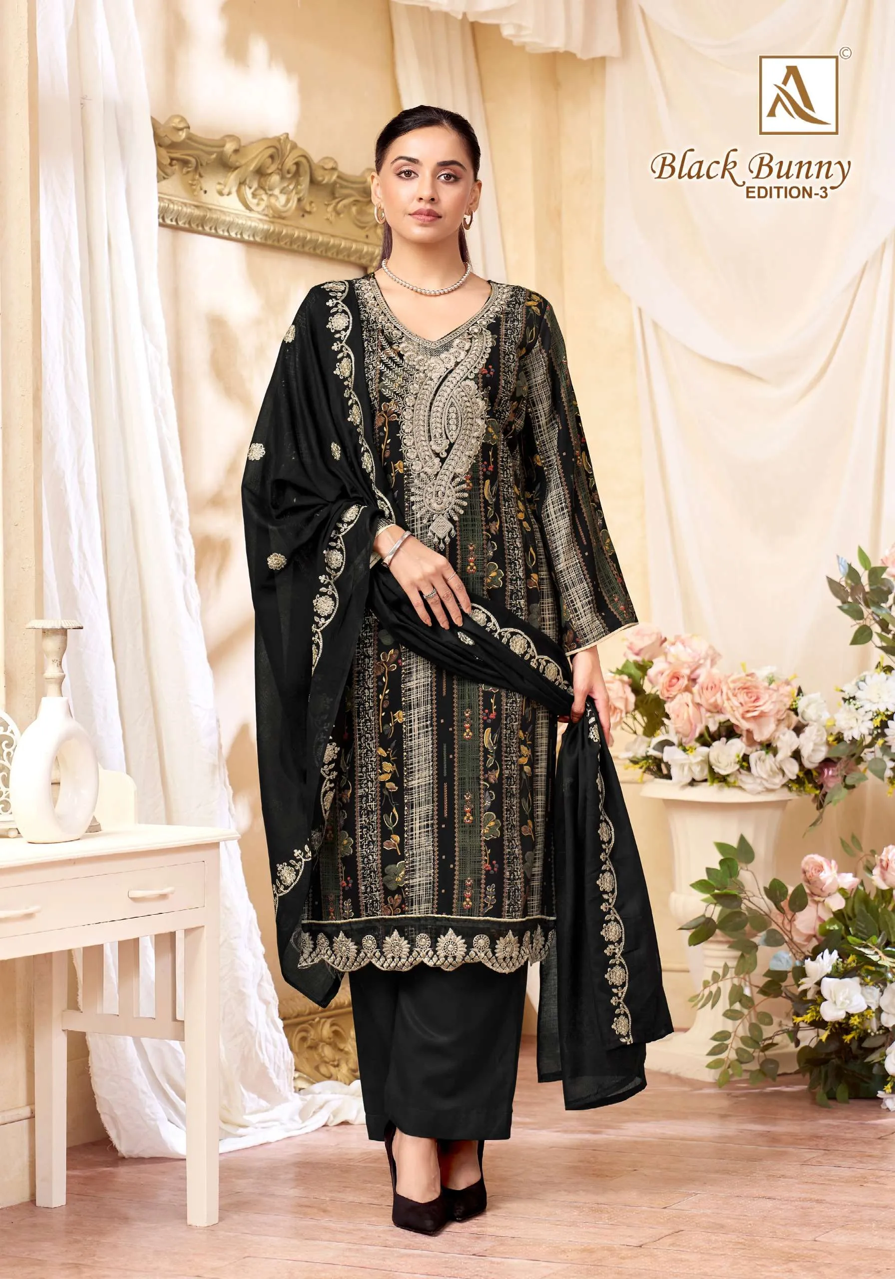 Alok Suits Black Bunny Vol 3 Semi Stitched Suits