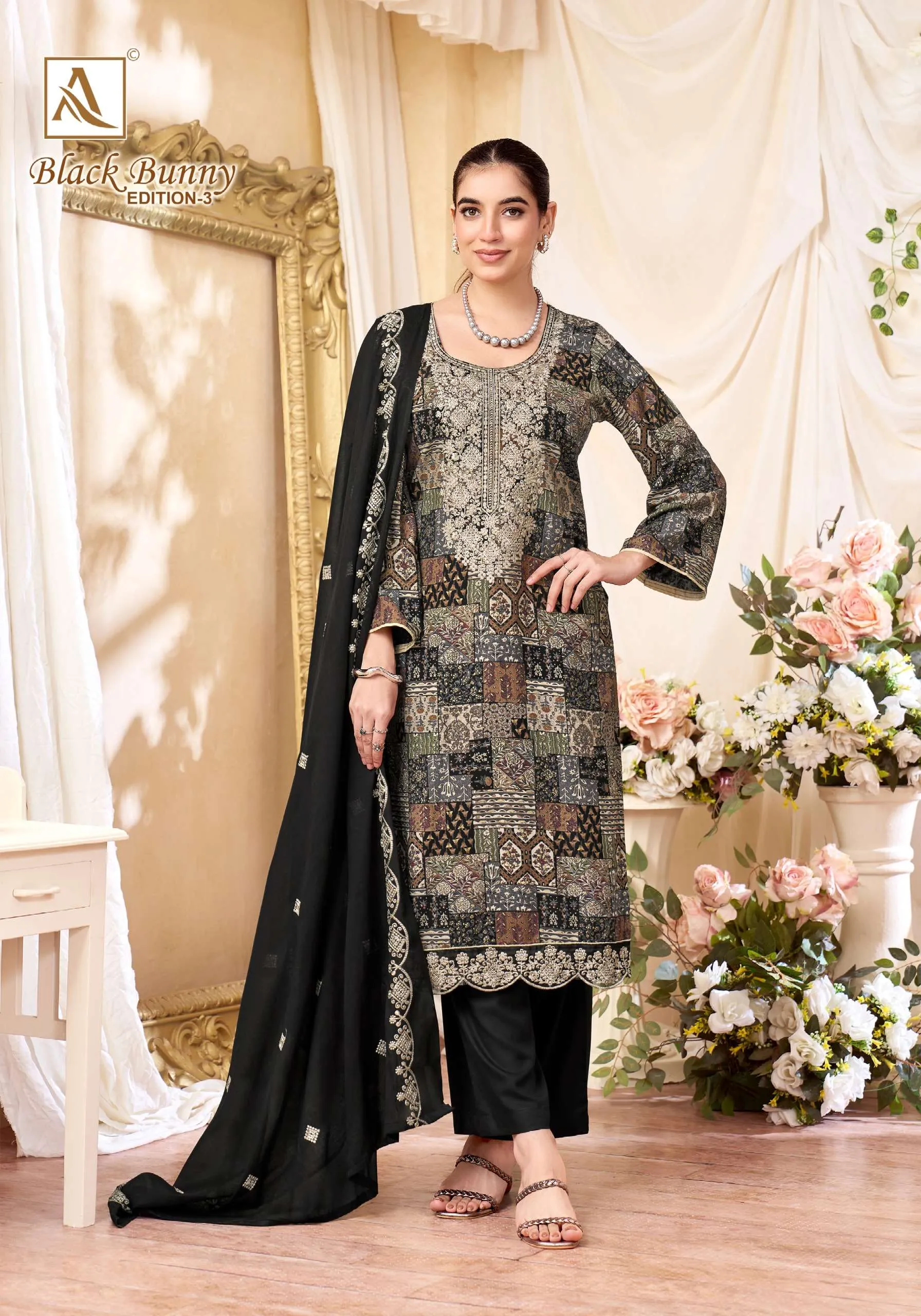 Alok Suits Black Bunny Vol 3 Semi Stitched Suits
