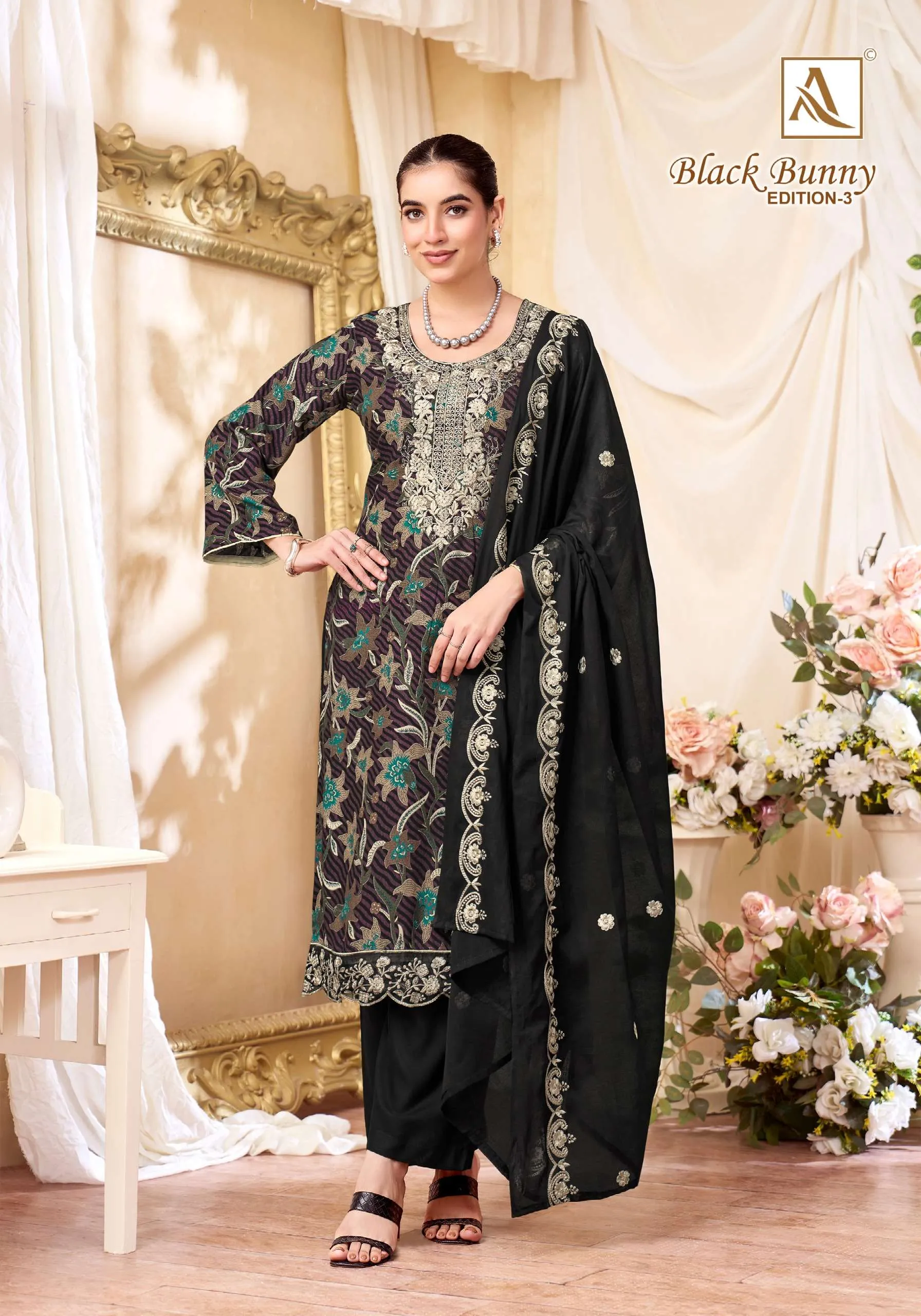 Alok Suits Black Bunny Vol 3 Semi Stitched Suits