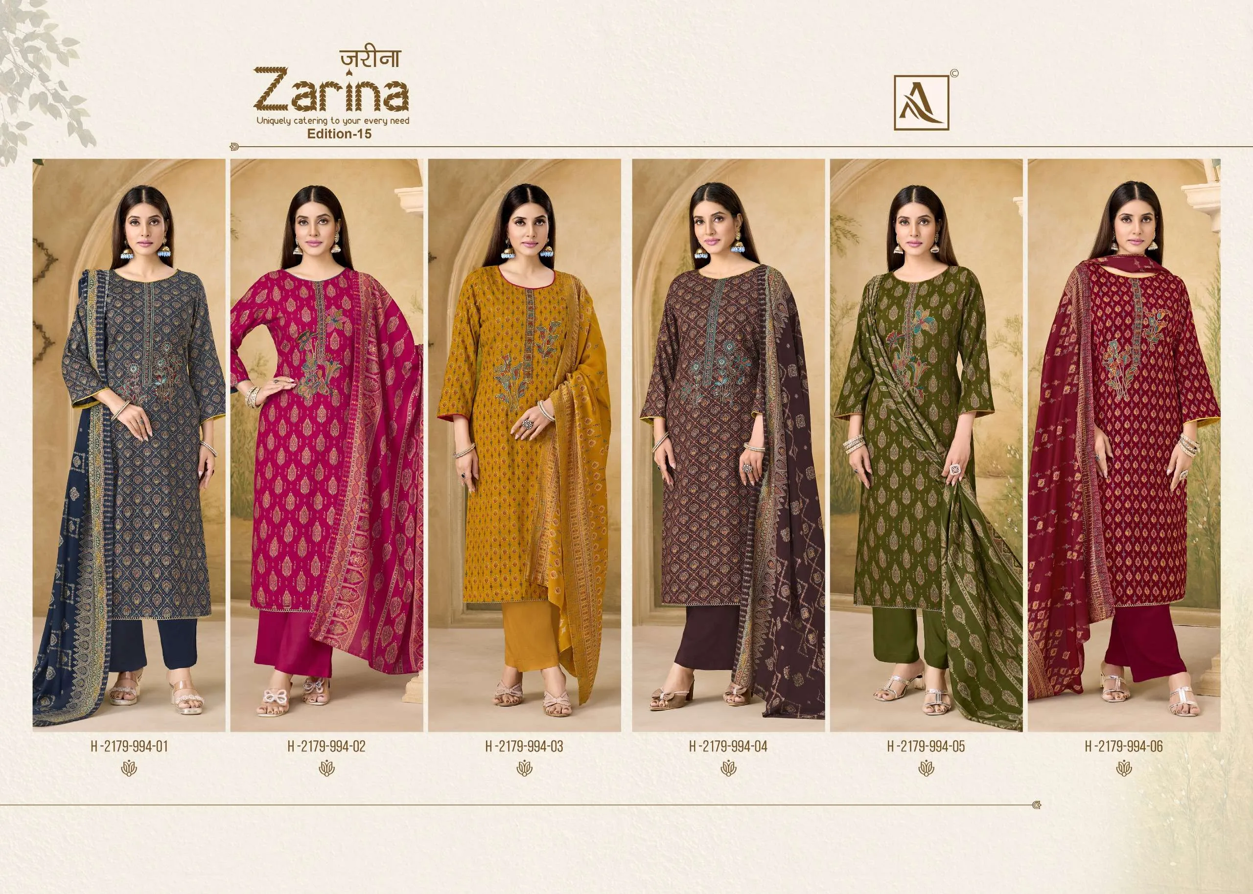 Alok Suits Zarina Edition 15 Semi Stitched Suits