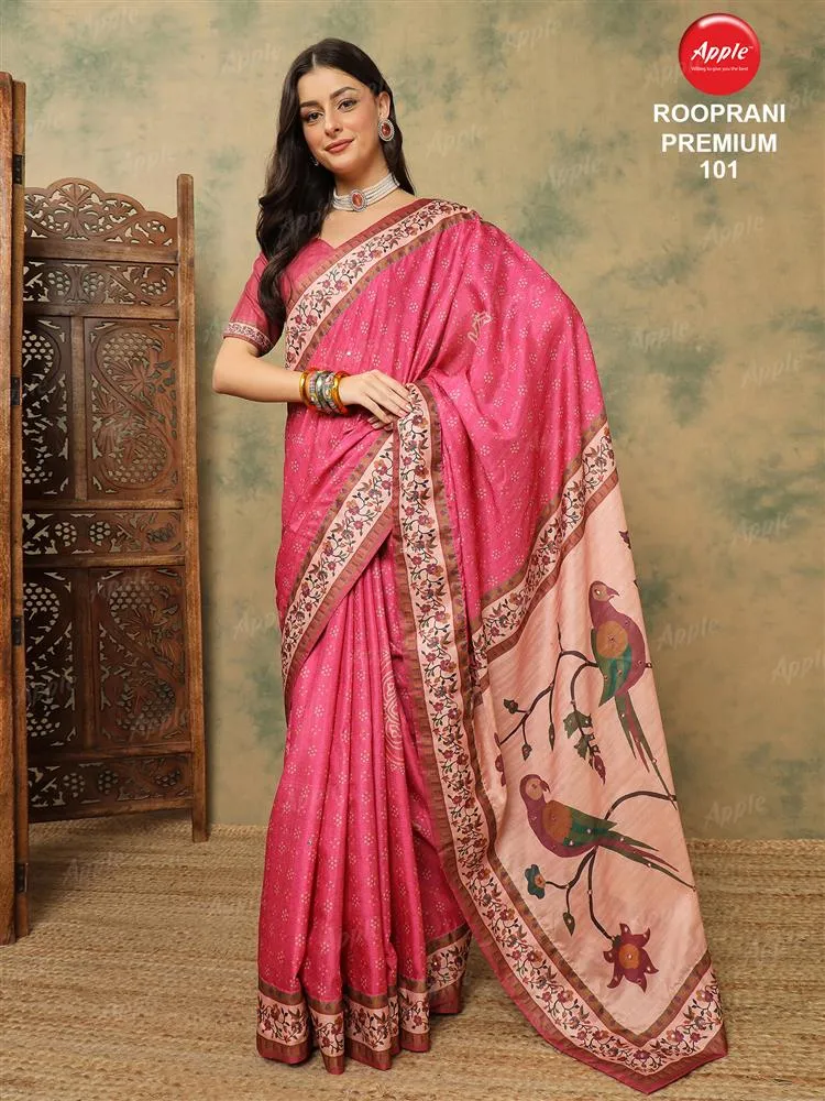 Apple Rooprani Premium Vol 01 Silk Blend Digital Printed Designer Saree Collection Sarees
