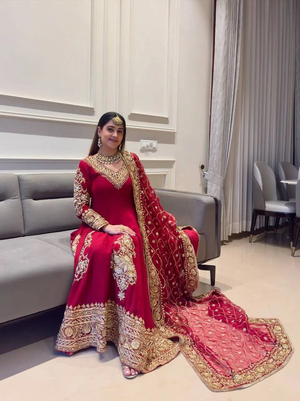 Deepika 5973 Foux Gorgette Wedding Function Readymade Dress