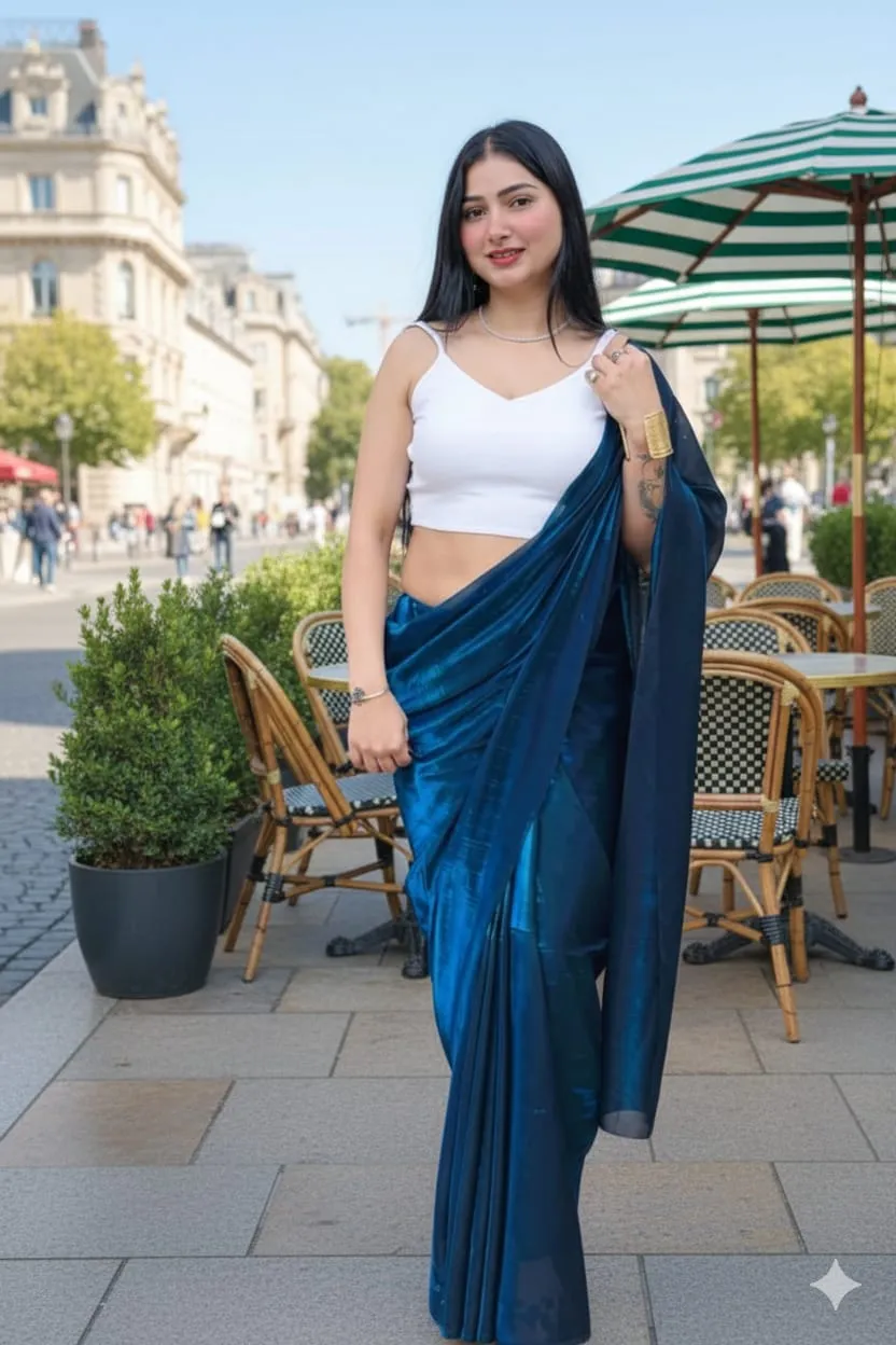 Delta White Blouse New Lycra Plain Fancy Saree Collection Sarees