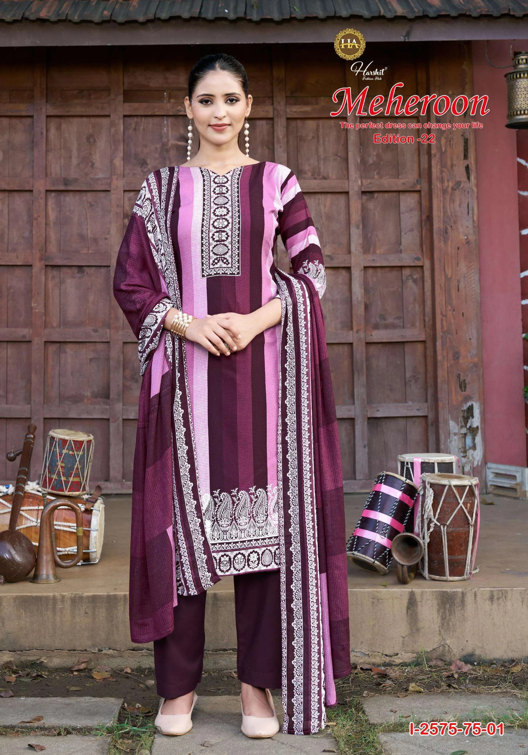 Harshit Fashion Hub Meheroon Edition 22 Semi Stitched Suits
