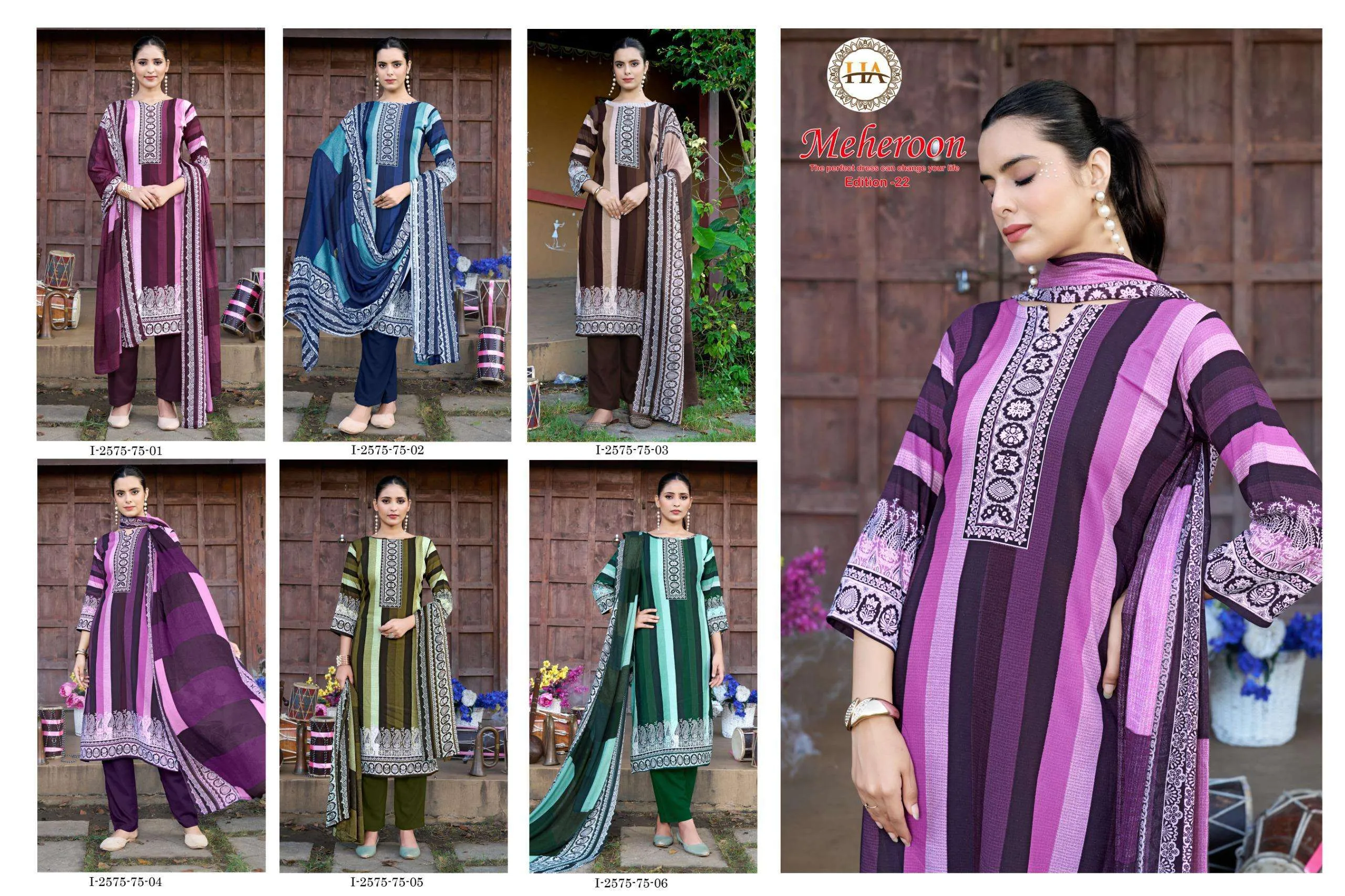 Harshit Fashion Hub Meheroon Edition 22 Semi Stitched Suits