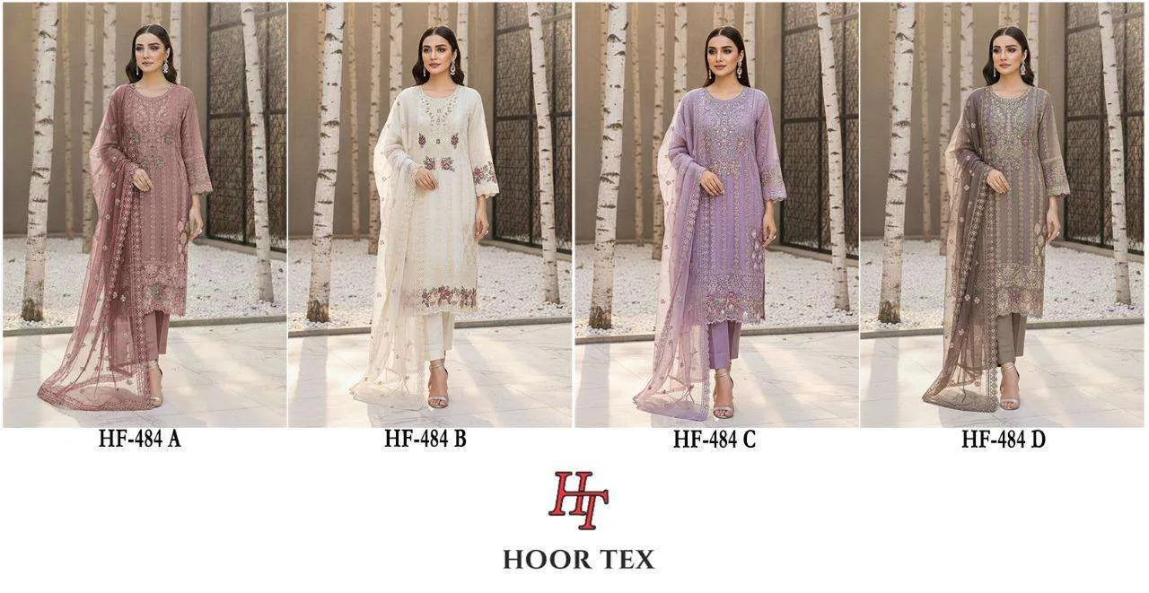 Hoor Tex Design No - Hf 484 A-d Pakistani Readymade Suits