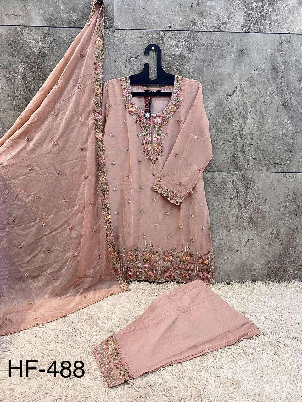 Hoor Tex Design No - Hf 488 A-d Pakistani Readymade Suits