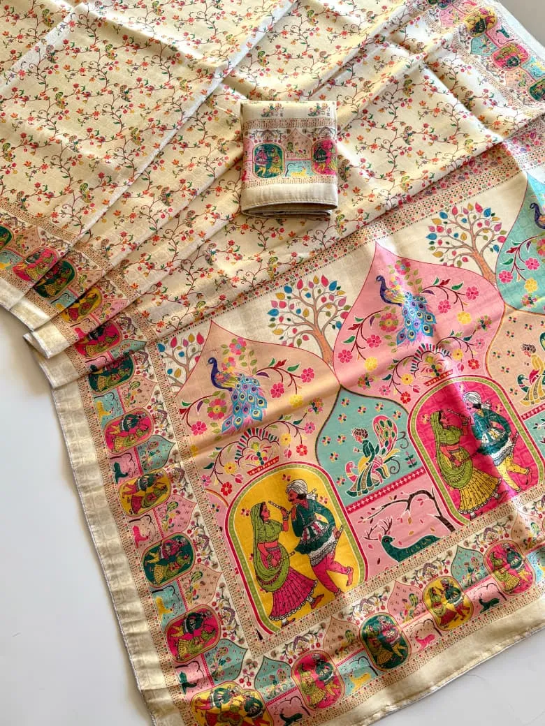 Kc 203 Softy Silk Printed Traditional Wear Saree Sarees