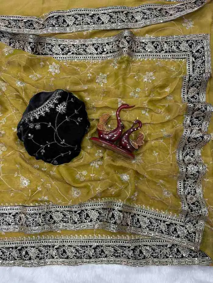 Kc 207 Moss Silk Sequins and Zari Worked Designer Saree Collection Sarees