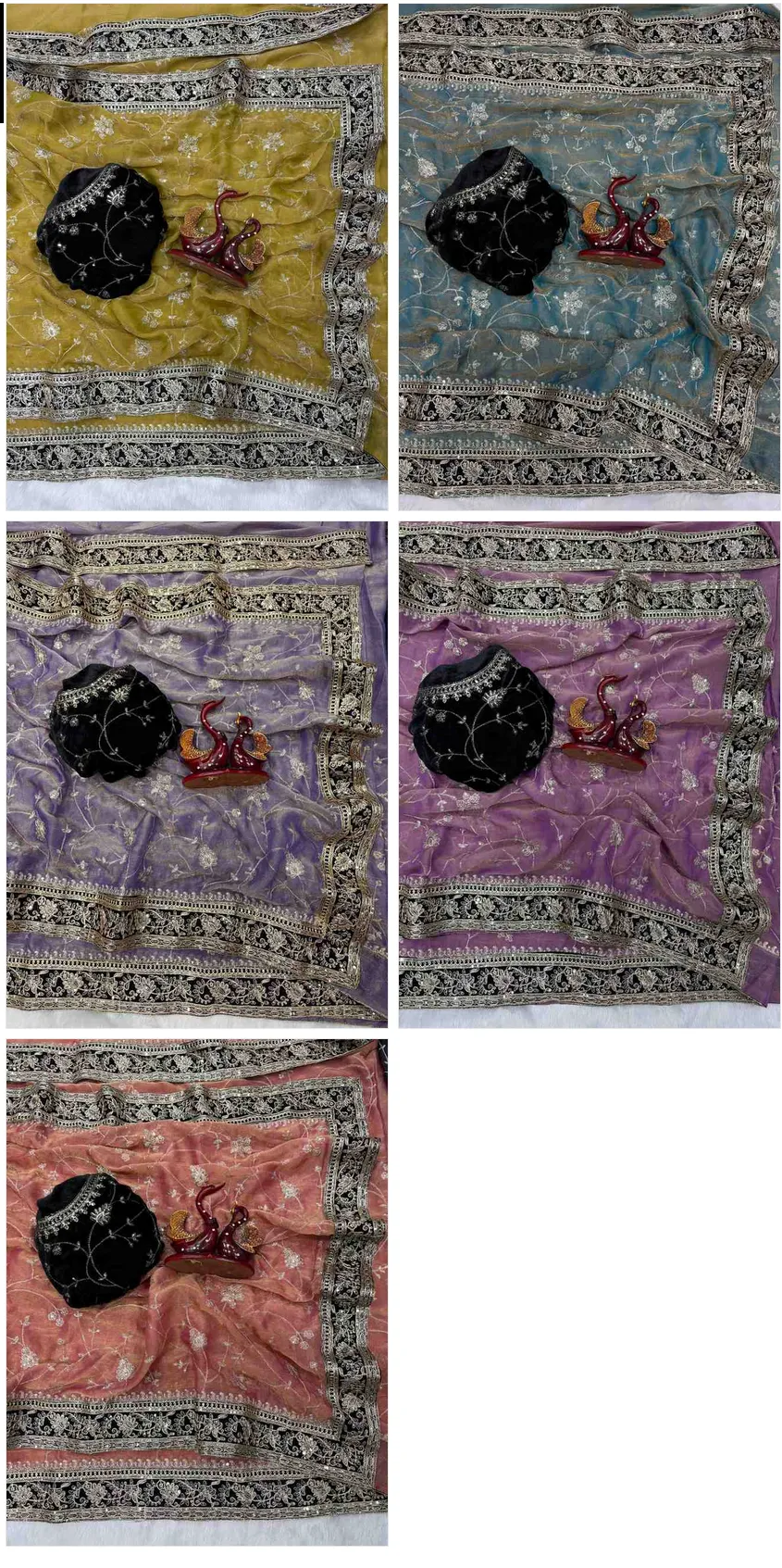 Kc 207 Moss Silk Sequins and Zari Worked Designer Saree Collection Sarees